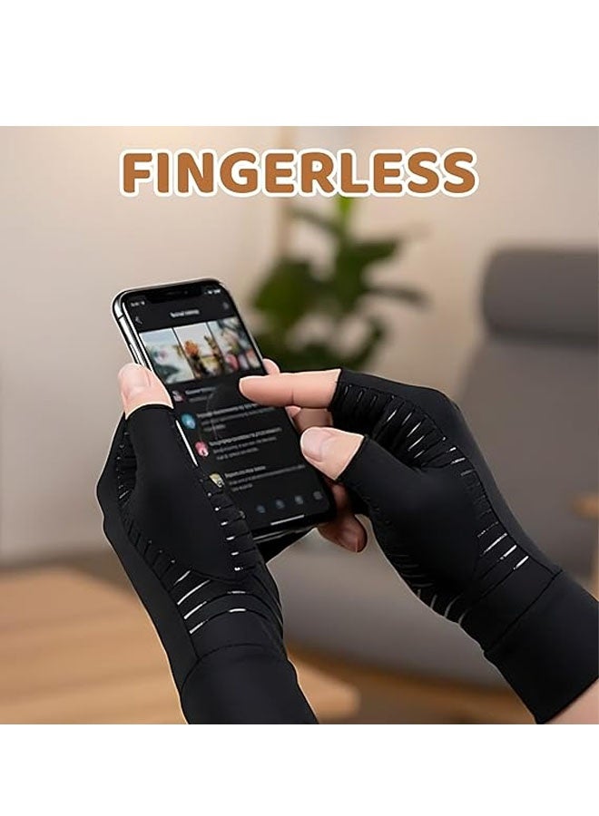 Copper Compression Gloves: Fingerless  Arthritis Pain Relief for Carpal Tunnel, Rheumatoid & Tendonitis - Men & Women - Image 5